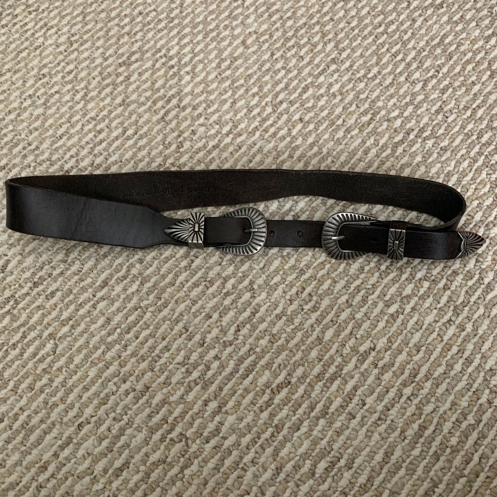 Linea Pelle Vintage double buckle belt